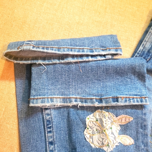 Z. Cavaricci Floral Embroidered Applique Lace Rhinestone Bootcut Jeans size 10 - Picture 14 of 15